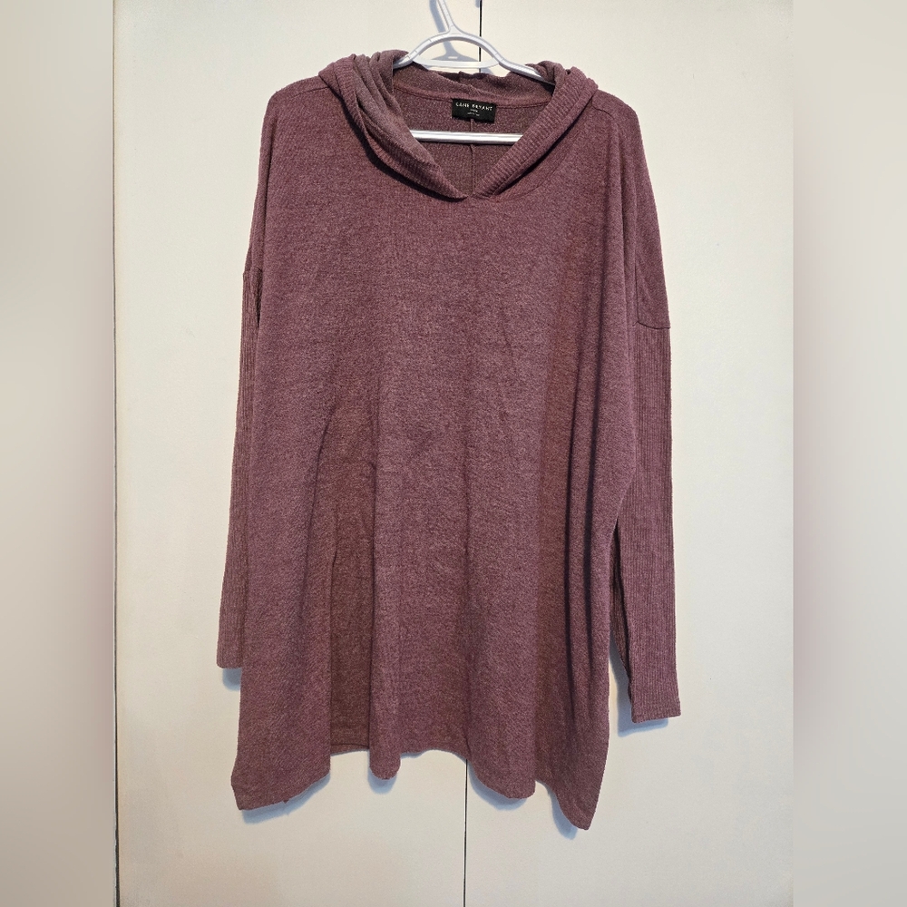Lane Bryant Mauve Hooded Tunic Sweater 26/28 Plus‎ Size Soft Cozy Knit Top